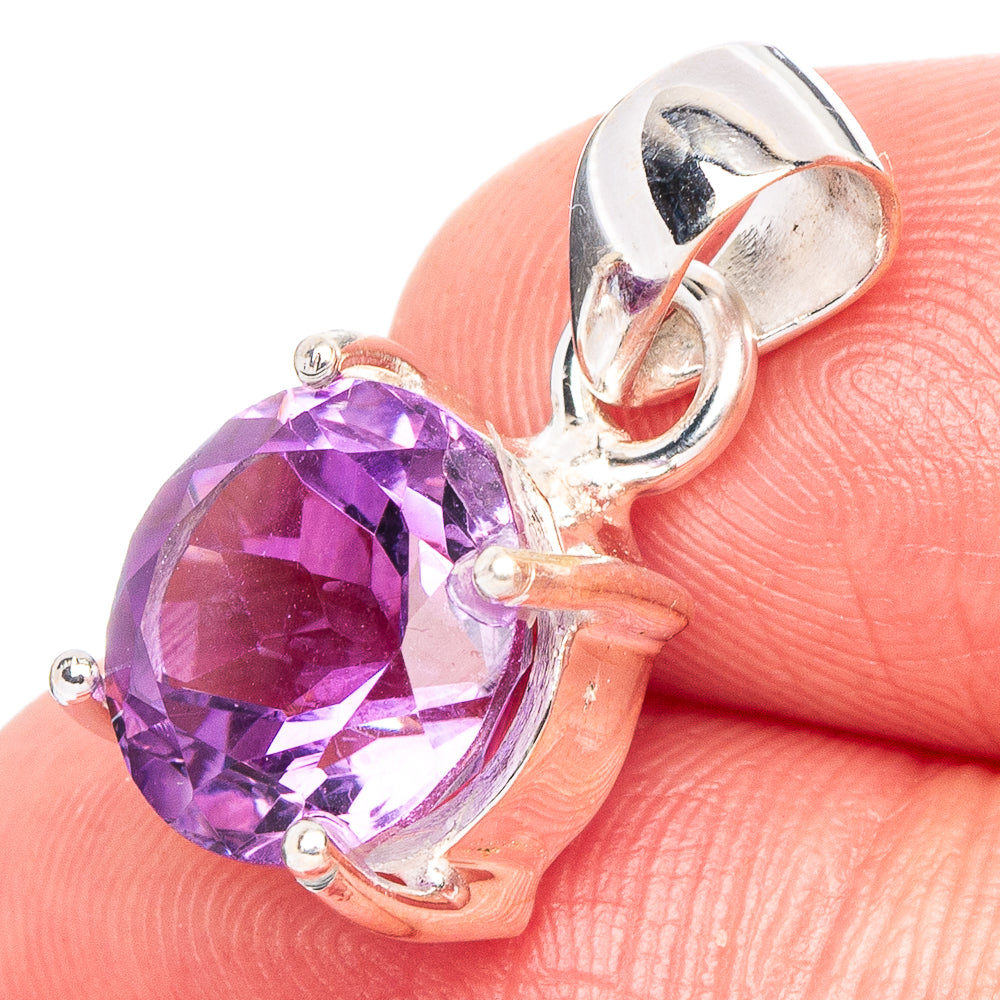 Faceted Amethyst Pendant 7/8" (.925 Sterling Silver)