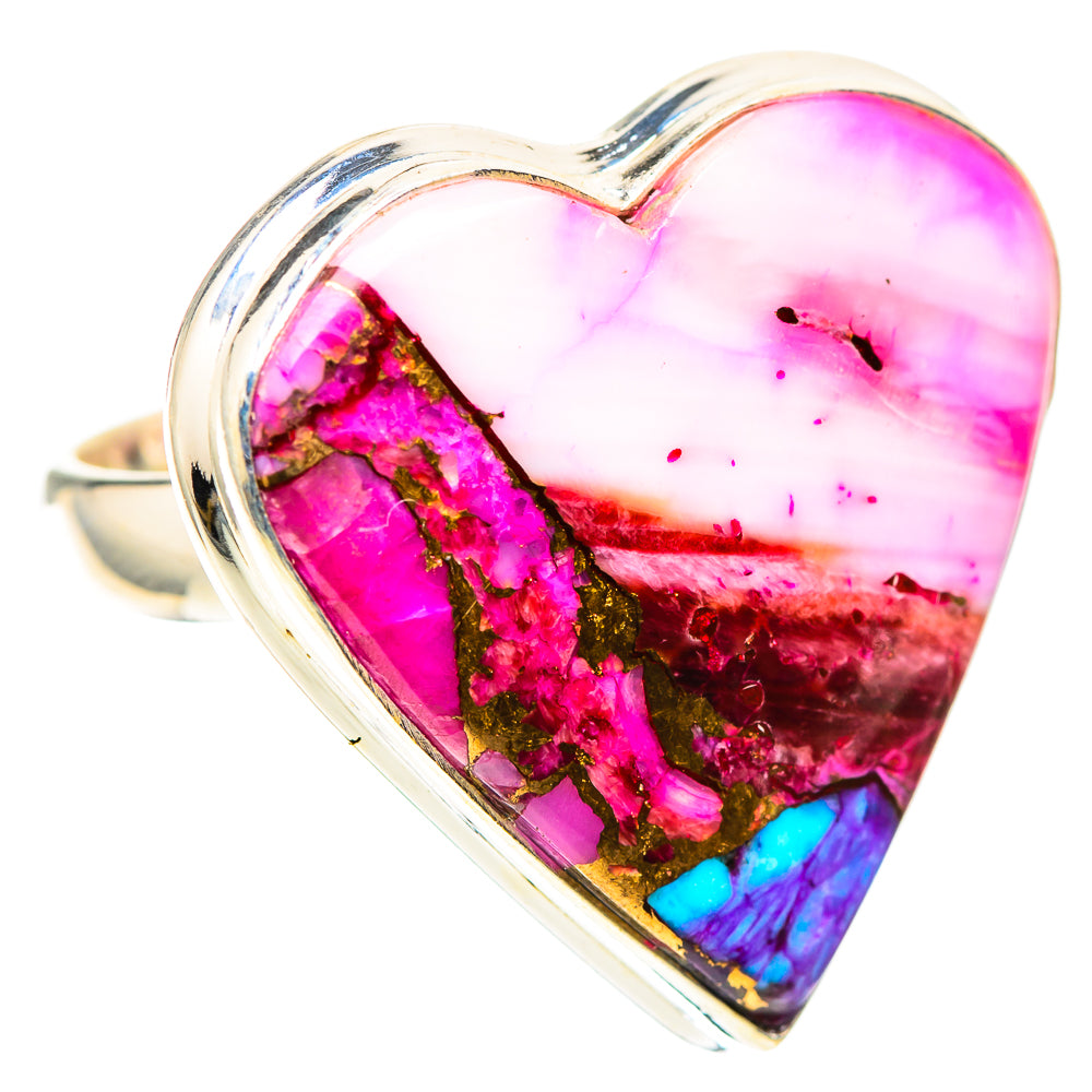 Large Kingman Pink Dahlia Turquoise Ring Size 8.25 (925 Sterling Silver) RING138589