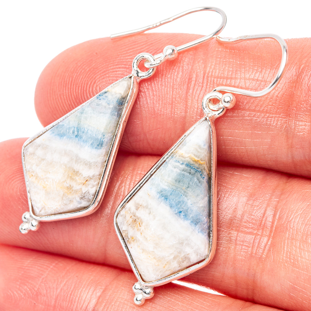 Blue Scheelite Earrings 1 5/8" (925 Sterling Silver) E1459