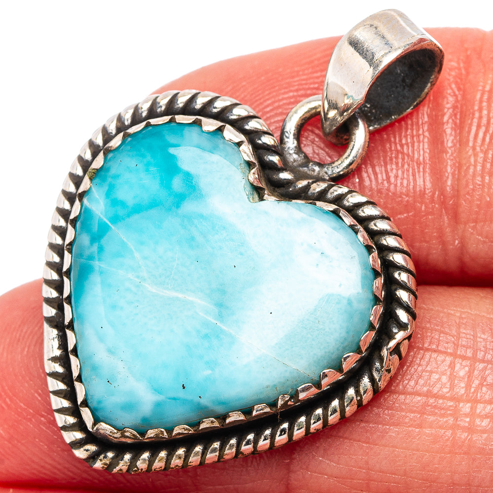 Rare Larimar Pendant 1 1/4" (.925 Sterling Silver)