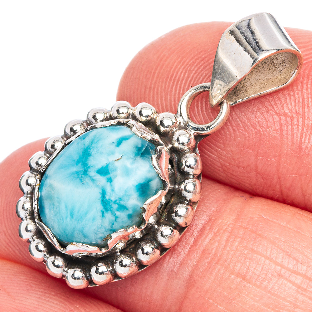 Larimar Pendant 1 1/8" (925 Sterling Silver) P40210
