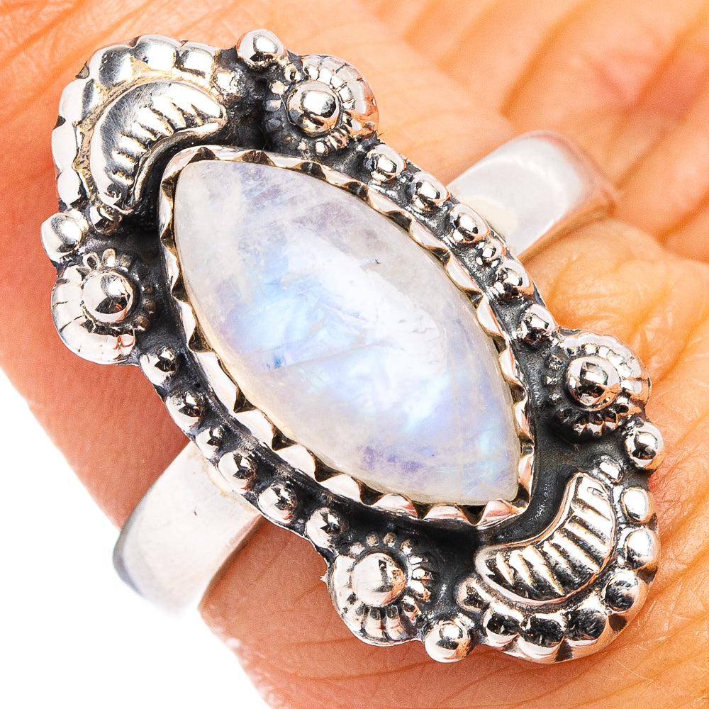 Rainbow Moonstone Ring Size 6.5 (.925 Sterling Silver)