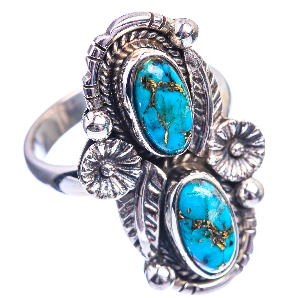 Blue Copper Composite Turquoise Ring Size 7.25 (925 Sterling Silver) R142224