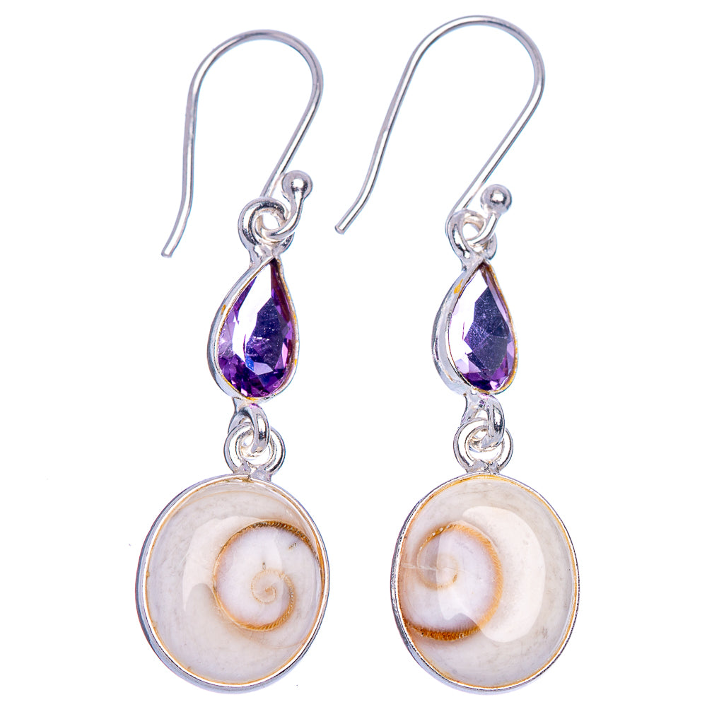 Shiva Eye, Amethyst Earrings 1 5/8" (925 Sterling Silver) E433464
