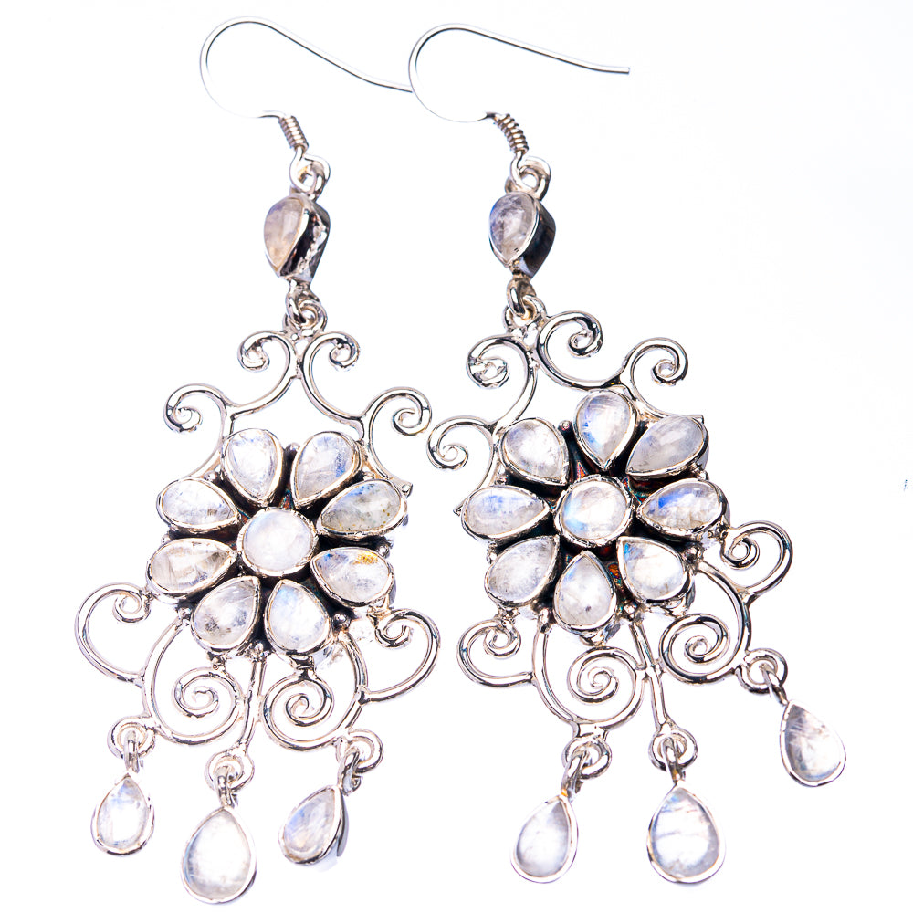 Signature Rainbow Moonstone Earrings 3 1/8" (925 Sterling Silver) E432338