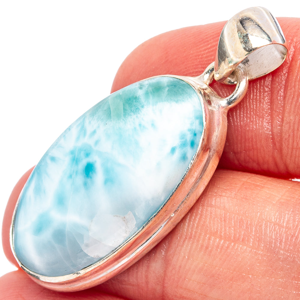 Rare Larimar Pendant 1 1/2" (.925 Sterling Silver)