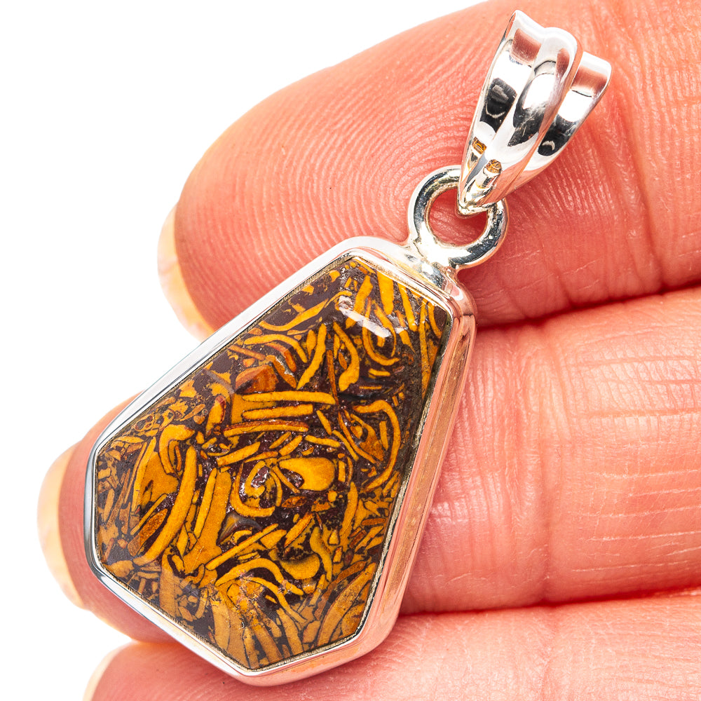 Coquina Fossil Jasper Pendant 1 3/8" (.925 Sterling Silver)