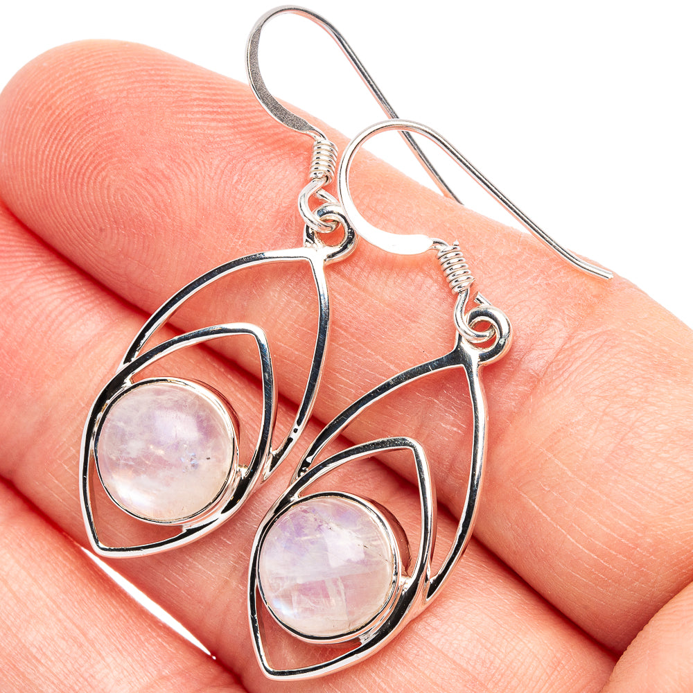Rainbow Moonstone 925 Sterling Silver Premium Earrings 1 5/8" (925 Sterling Silver) E2253
