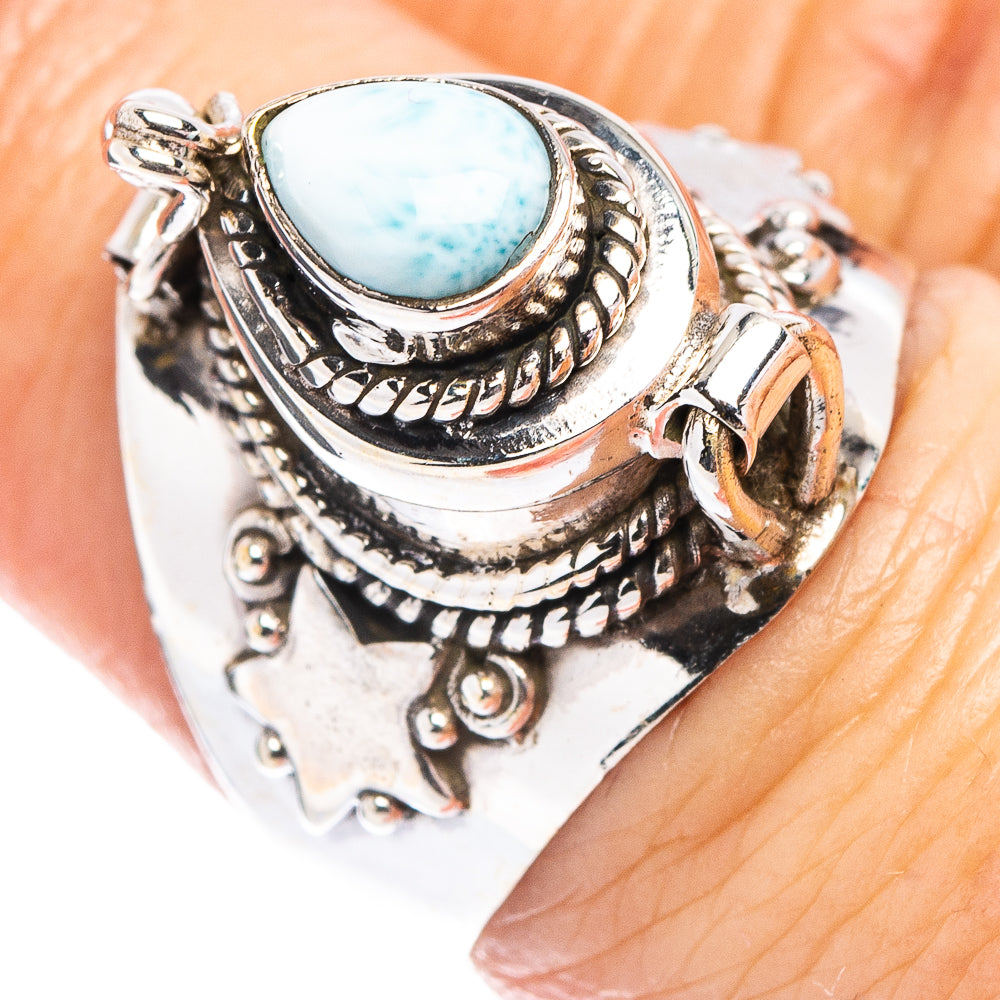 Larimar Poison Ring Size 6.75 (.925 Sterling Silver)