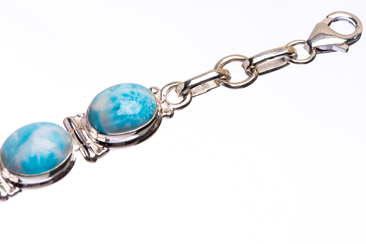 Larimar 925 Sterling Silver Bracelet 5 3/4" to 7 3/4" B90248
