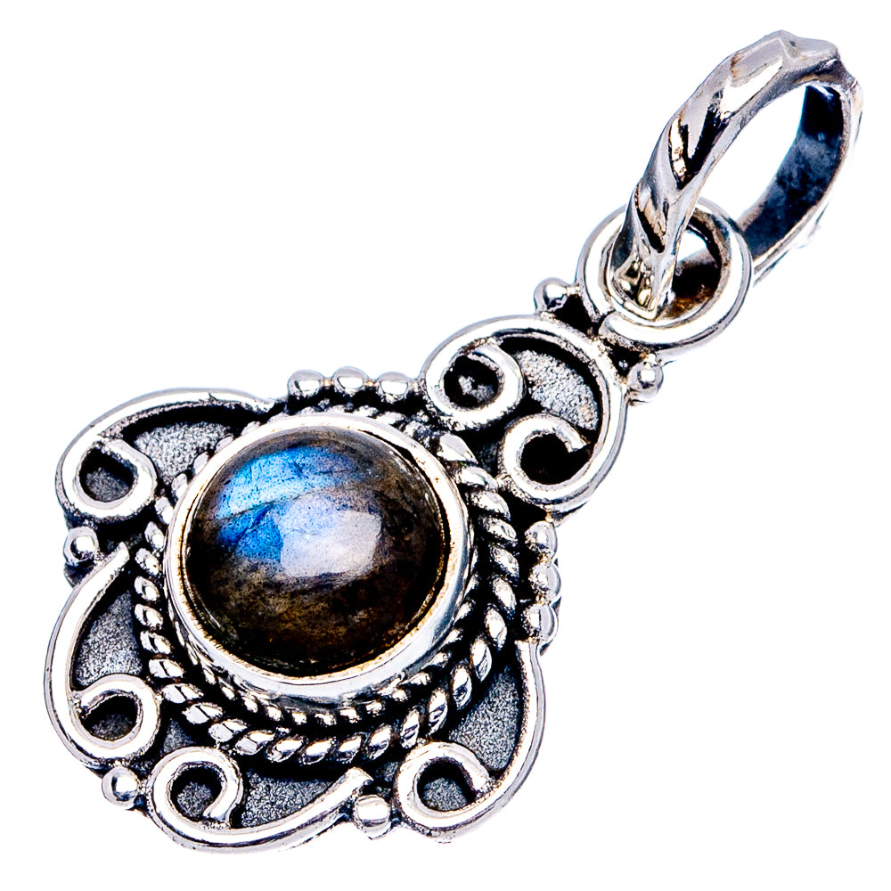 Labradorite Dainty Pendant 1 1/8" (.925 Sterling Silver)