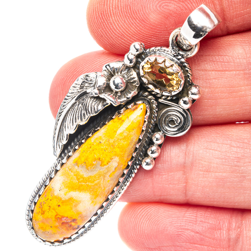 Premium Bumblebee Jasper Pendant 2 1/8" (.925 Sterling Silver)