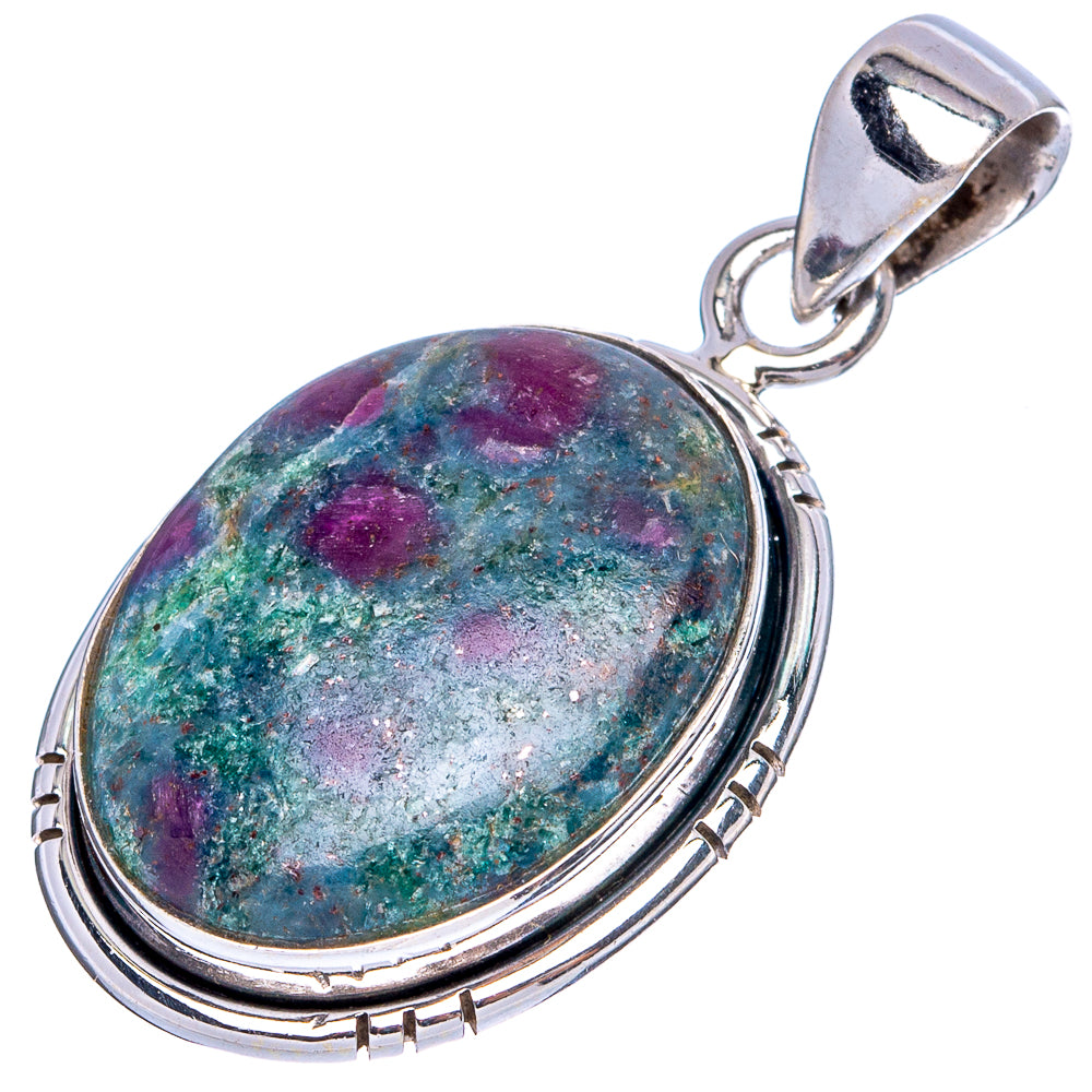 Ruby Fuchsite Pendant 1 3/8" (925 Sterling Silver) P43483