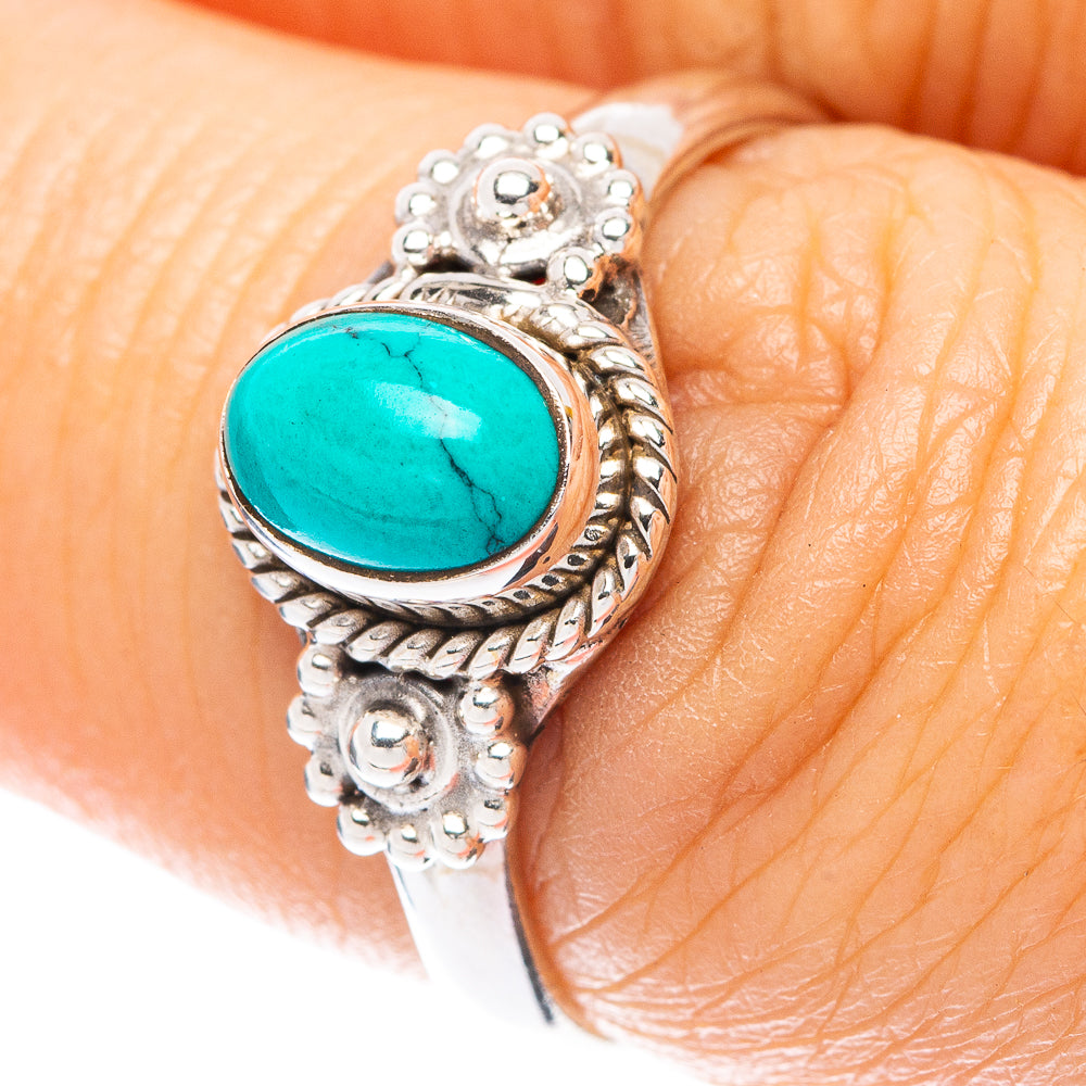 Tibetan Turquoise Dainty Ring Size 6.75 (925 Sterling Silver) R5991