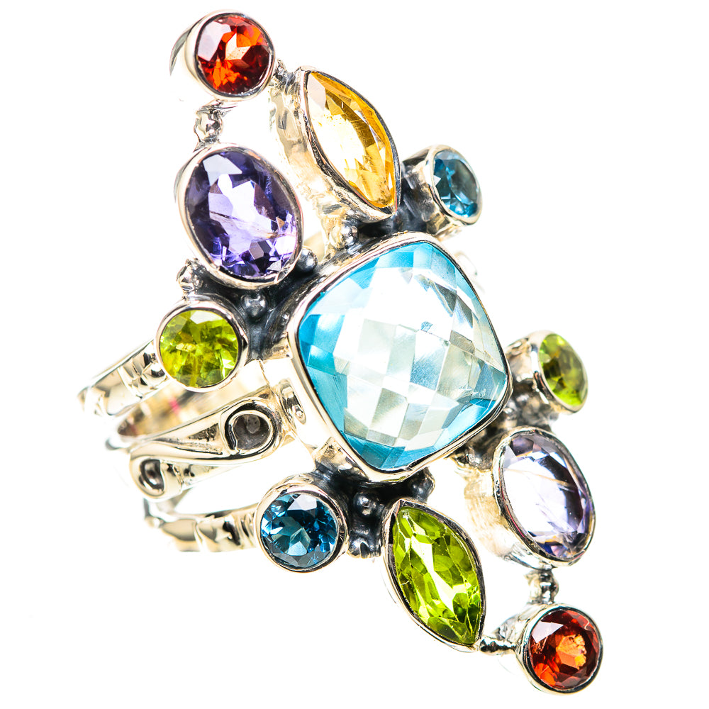 Signature Large Blue Topaz, Tanzanite, Citrine, Peridot, Garnet Ring Size 8.75 (925 Sterling Silver) RING138314