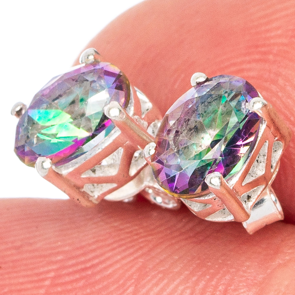 Mystic Topaz Dainty Earrings 1/4" (925 Sterling Silver) E433131