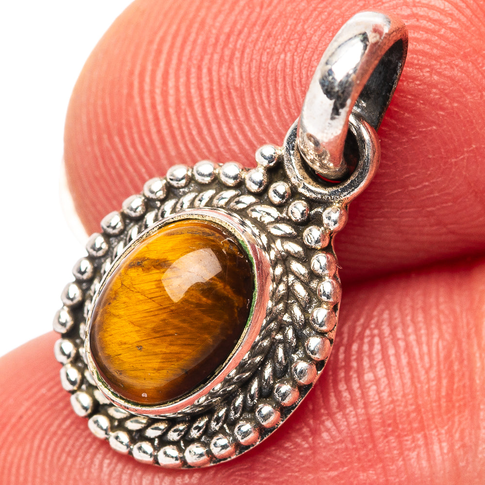 Dainty Tiger's Eye Pendant 7/8" (.925 Sterling Silver)