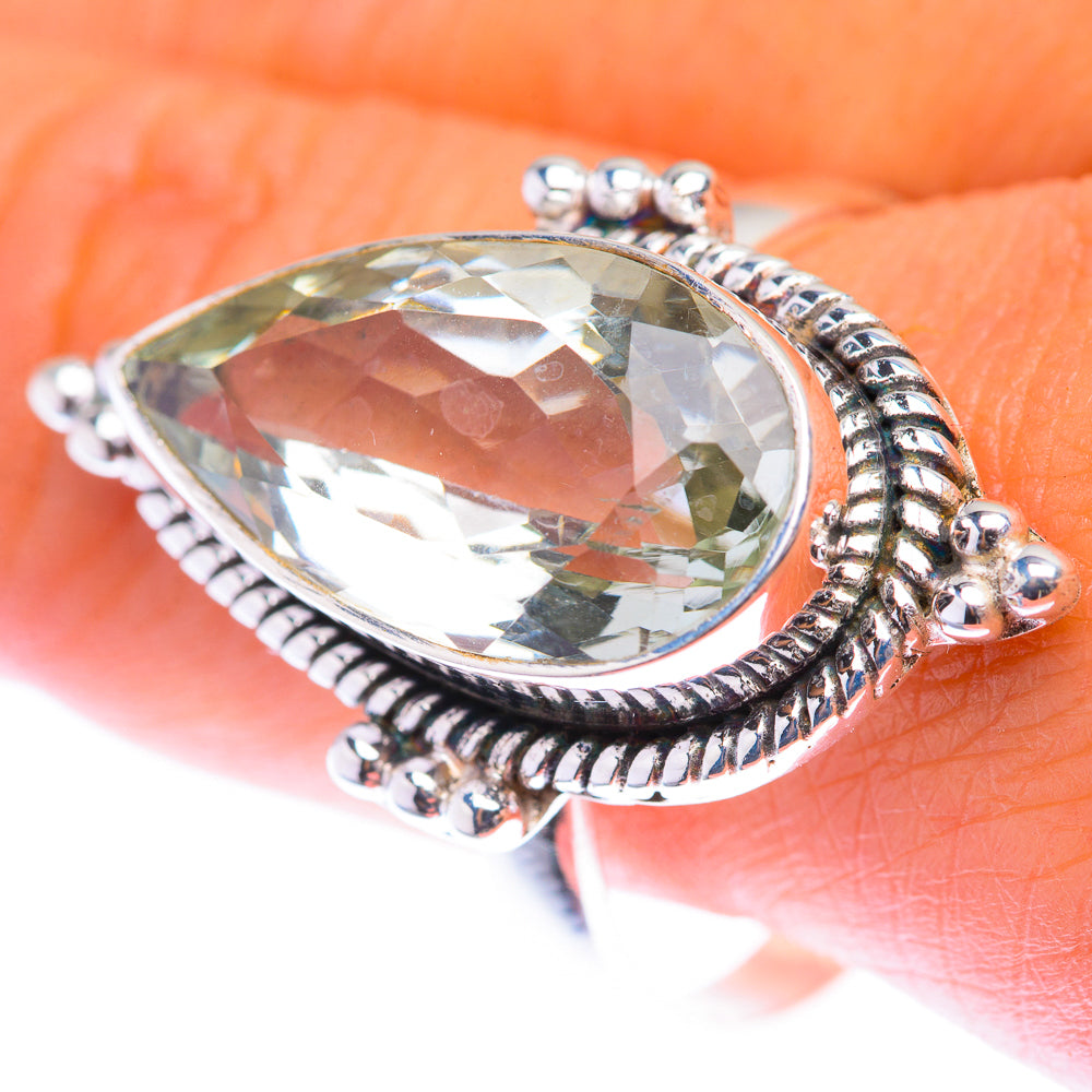 Faceted Green Amethyst Ring Size 11.75 (925 Sterling Silver) RING139918