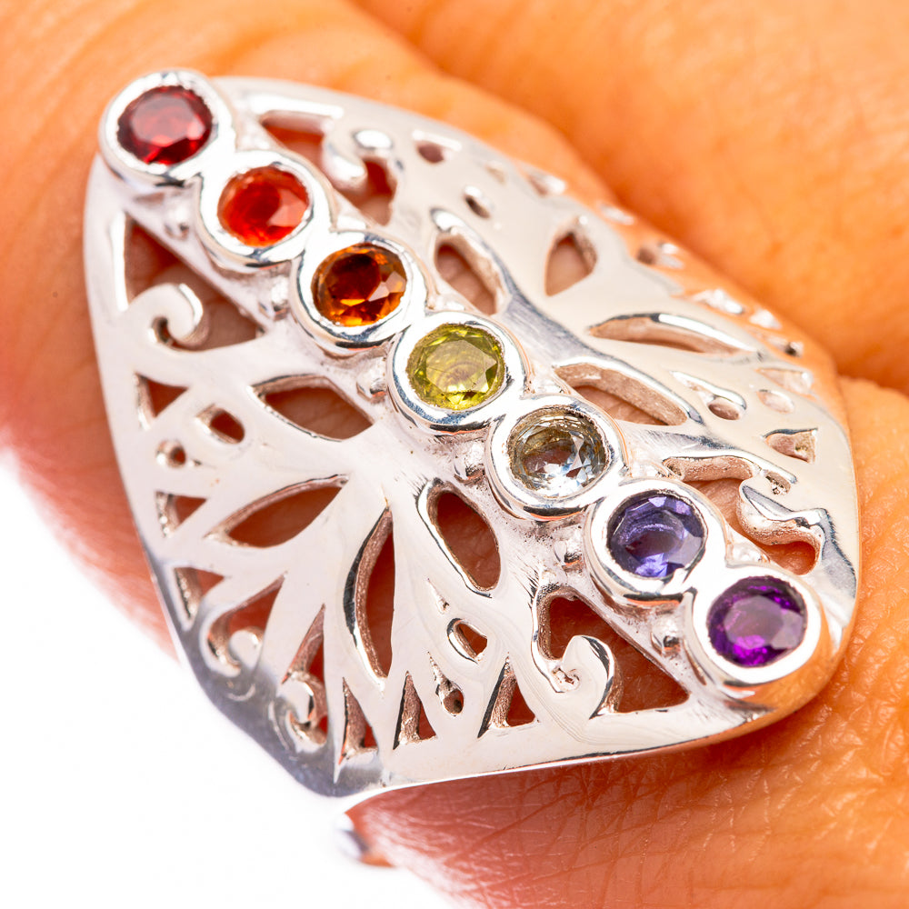 Rainbow Chakra Ring Size 10 (925 Sterling Silver) R141120