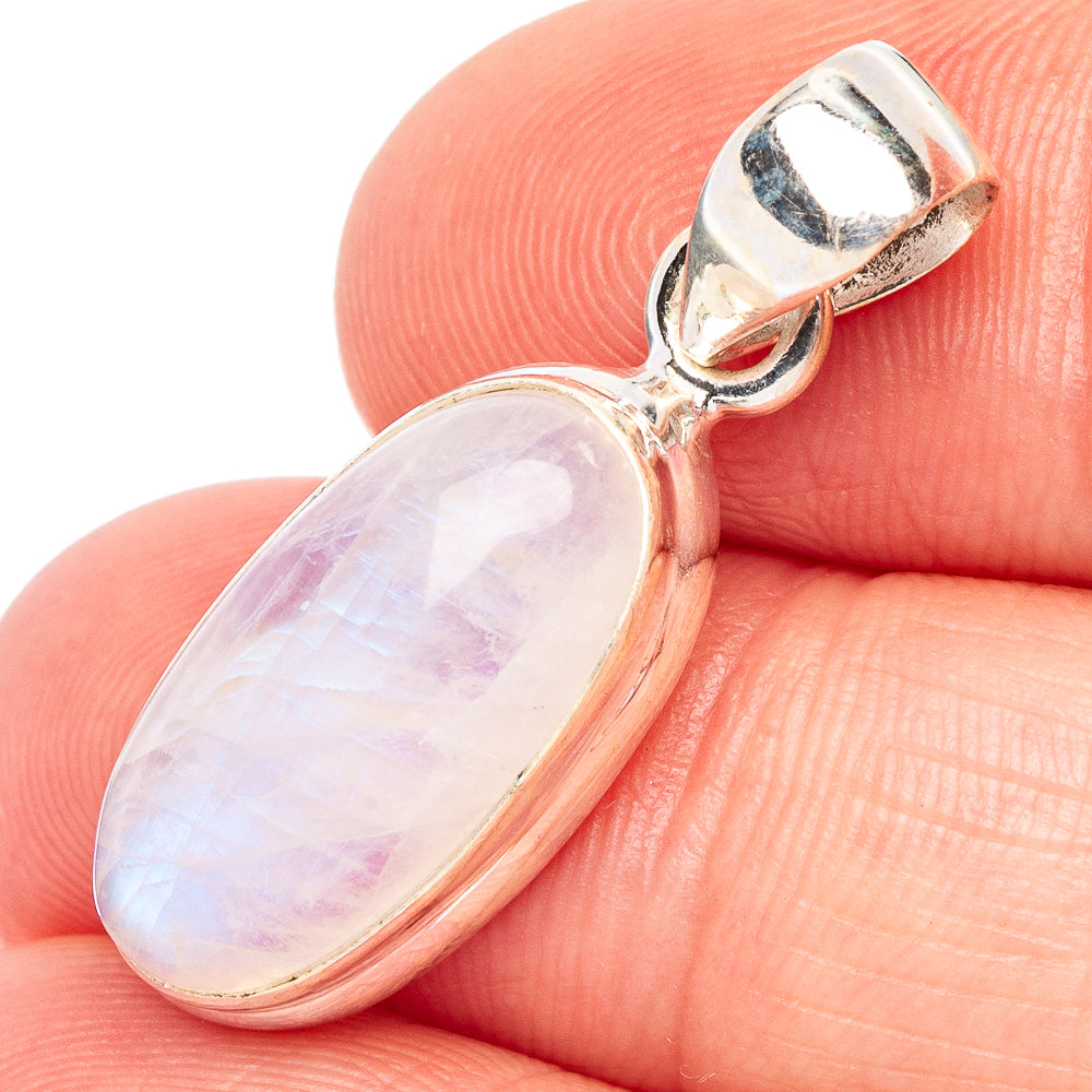 Rainbow Moonstone Pendant 1 1/4" (925 Sterling Silver) P44737