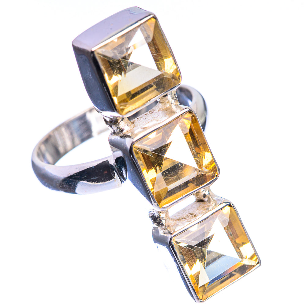 Large Faceted Citrine 925 Sterling Silver Ring Size 8