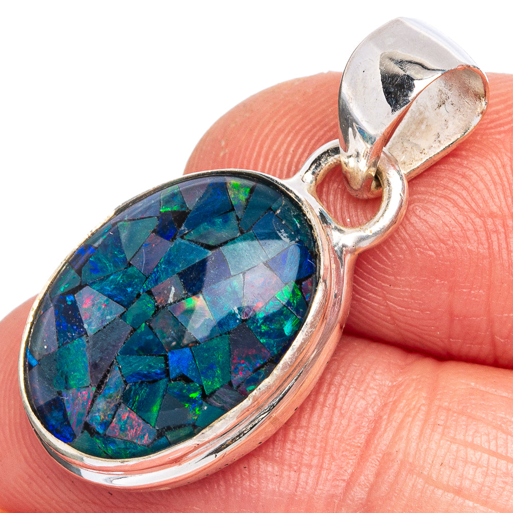 Triplet Opal Pendant 1 1/8" (925 Sterling Silver) P40474