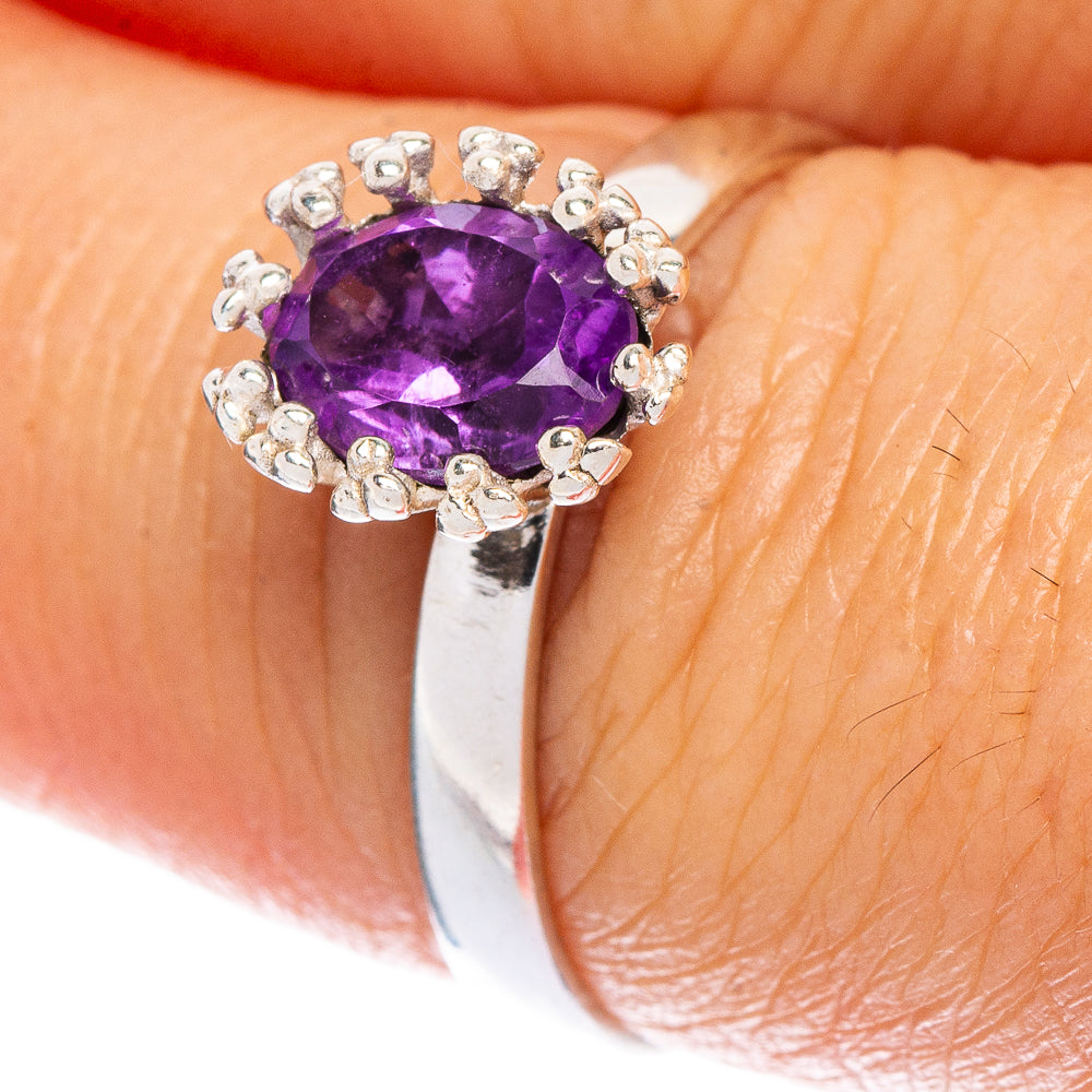Faceted Amethyst Dainty Ring Size 7.75 (925 Sterling Silver) R147069