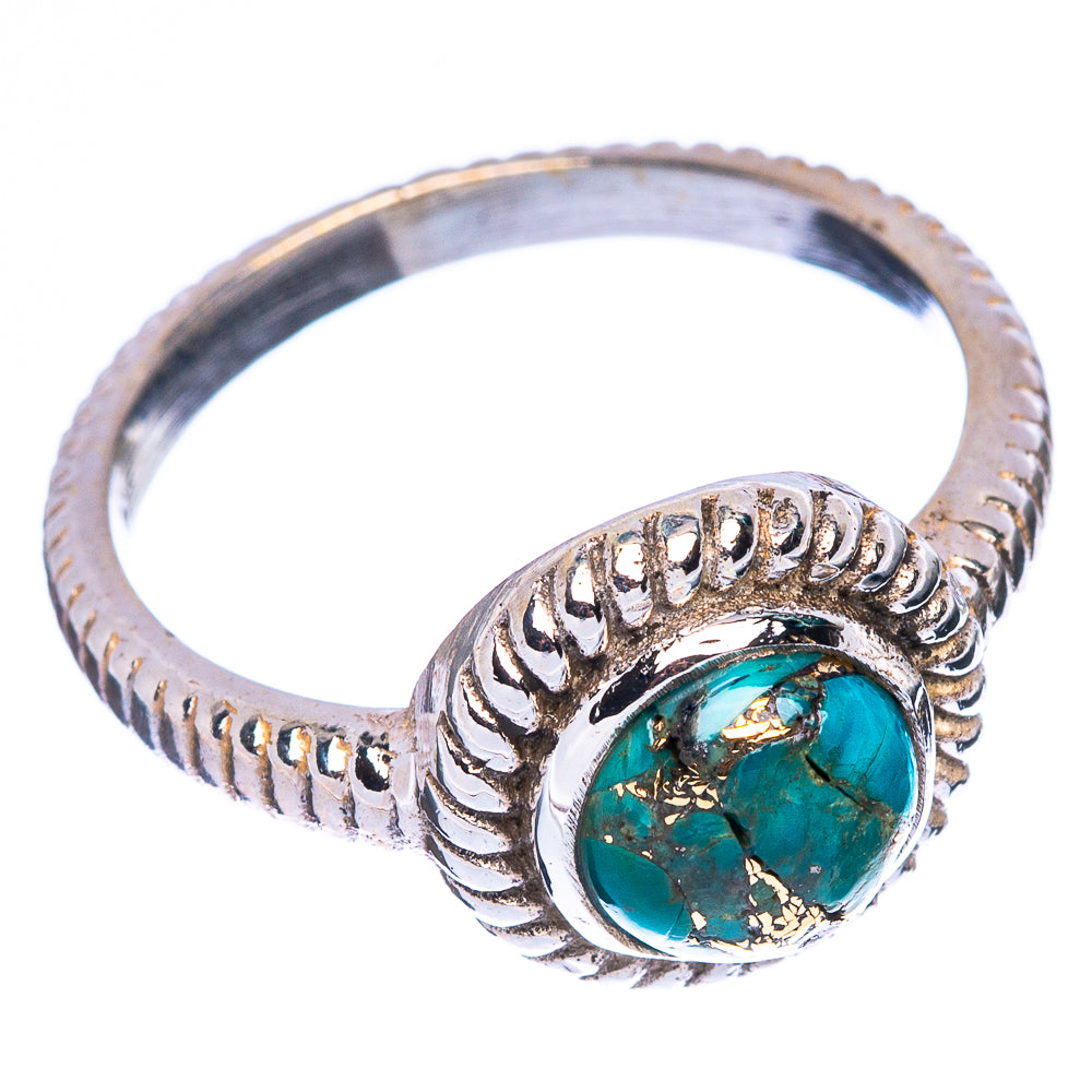 Blue Copper Composite Turquoise Ring Size 7.5 (925 Sterling Silver) R146773