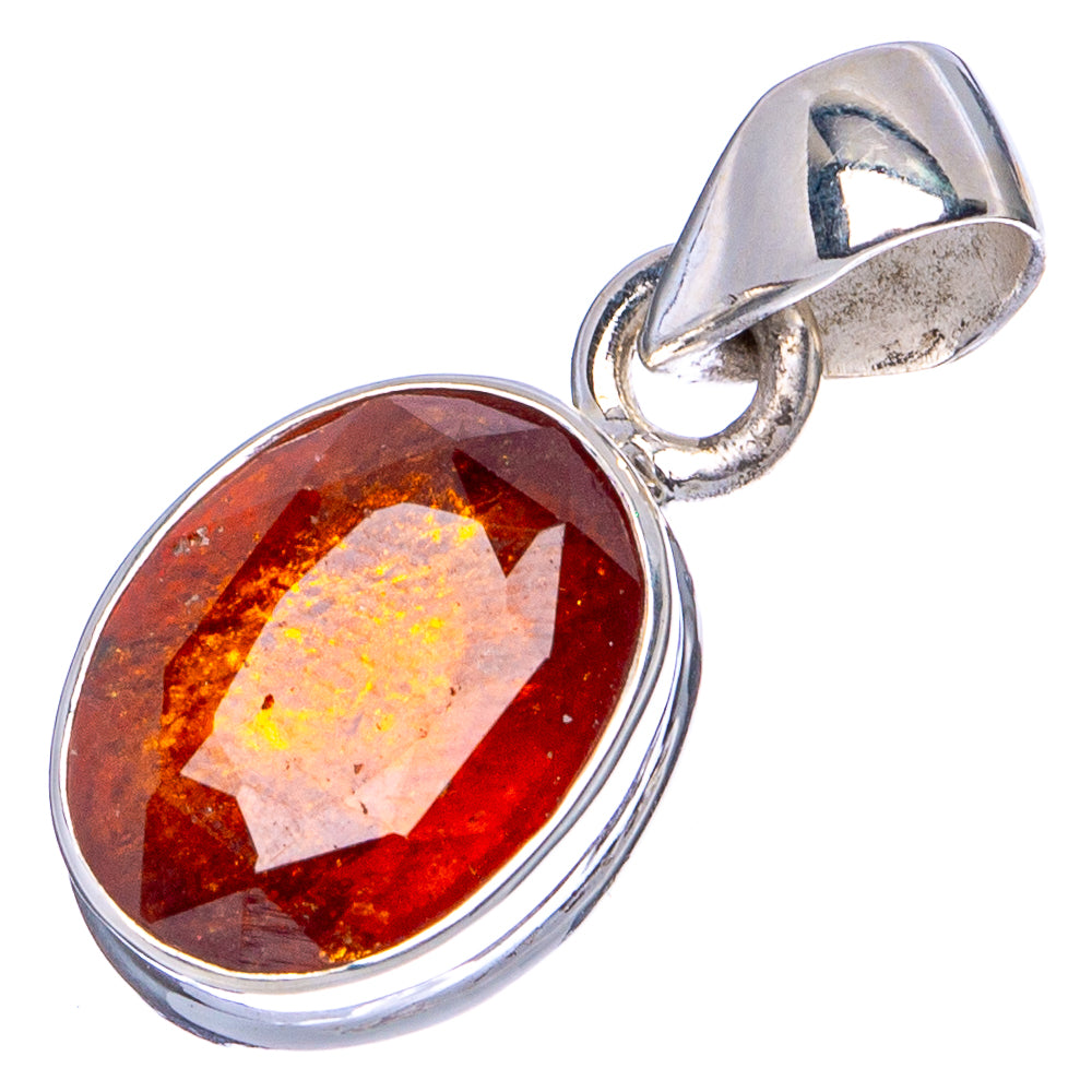 Hessonite Garnet Pendant 7/8" (.925 Sterling Silver)