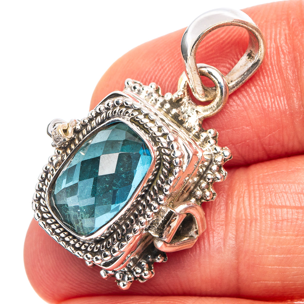 Premium Blue Topaz Poison Pendant 1 1/4" (.925 Sterling Silver)