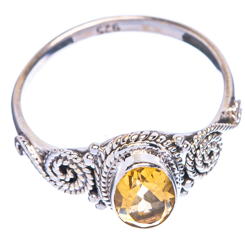 Faceted Citrine Dainty Ring Size 6.5 (925 Sterling Silver) R1081