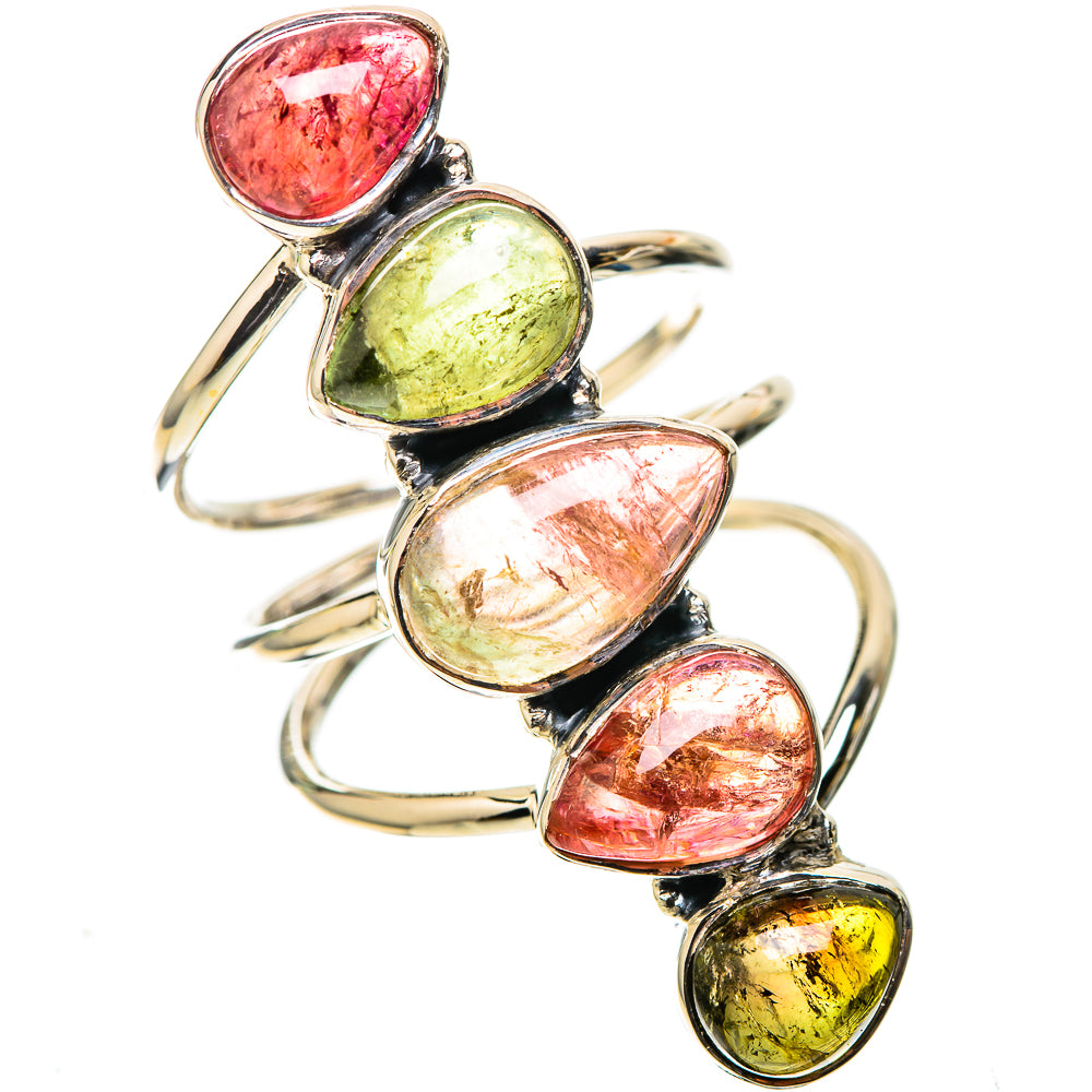 Signature Large Morganite, Garnet, Green Tourmaline Ring Size 7.75 (925 Sterling Silver) RING138176