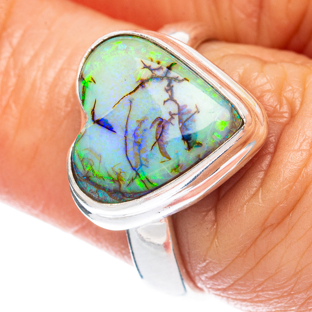 Rare Sterling Opal Heart Ring Size 7 (925 Sterling Silver) R2913