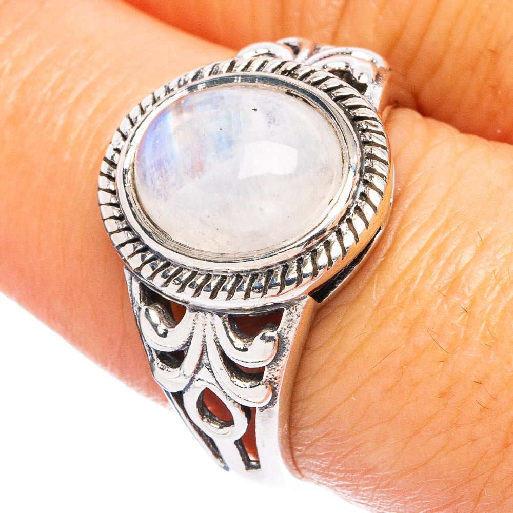 Rainbow Moonstone Ring Size 8.5 (925 Sterling Silver) R4848