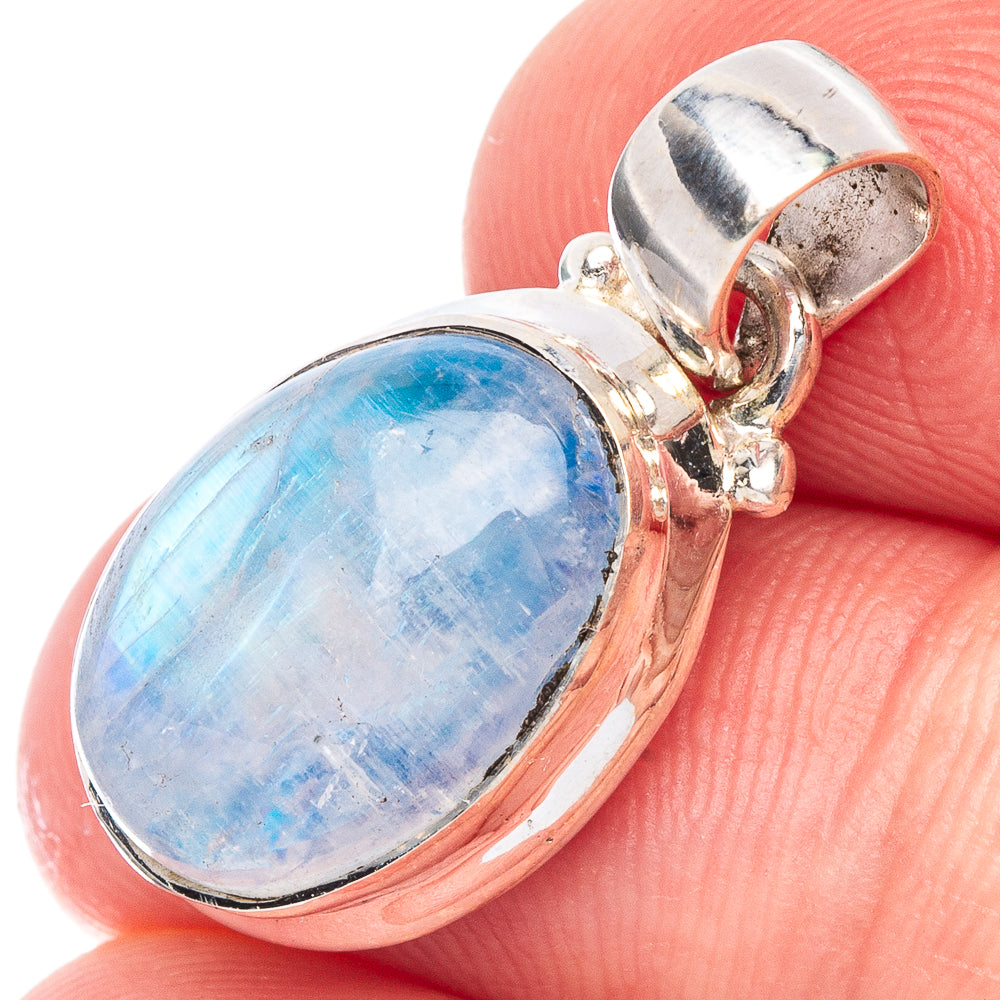 Rainbow Moonstone Pendant 1 1/8" (925 Sterling Silver) P44838