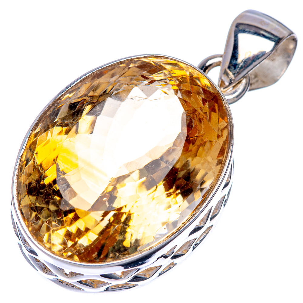 Faceted Premium Citrine Pendant 1 1/4" (925 Sterling Silver) P39876