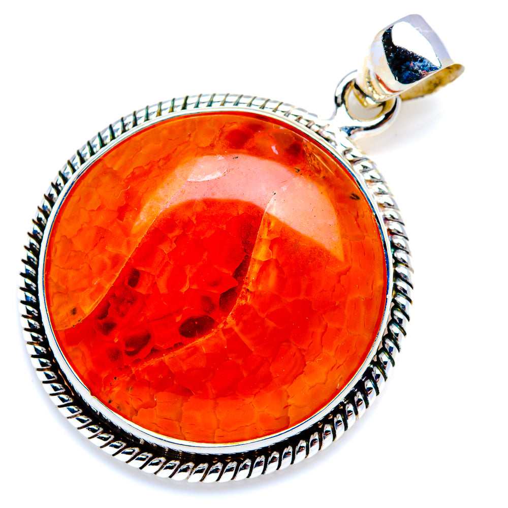 Fire Crab Agate 925 Sterling Silver Pendant 1 1/2" (925 Sterling Silver) PD38292