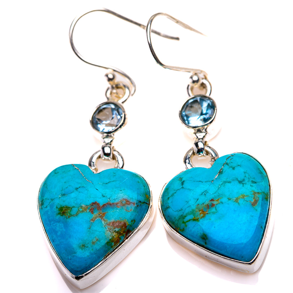 Chrysocolla, Blue Topaz Earrings 1 3/4" (925 Sterling Silver) EARR432164
