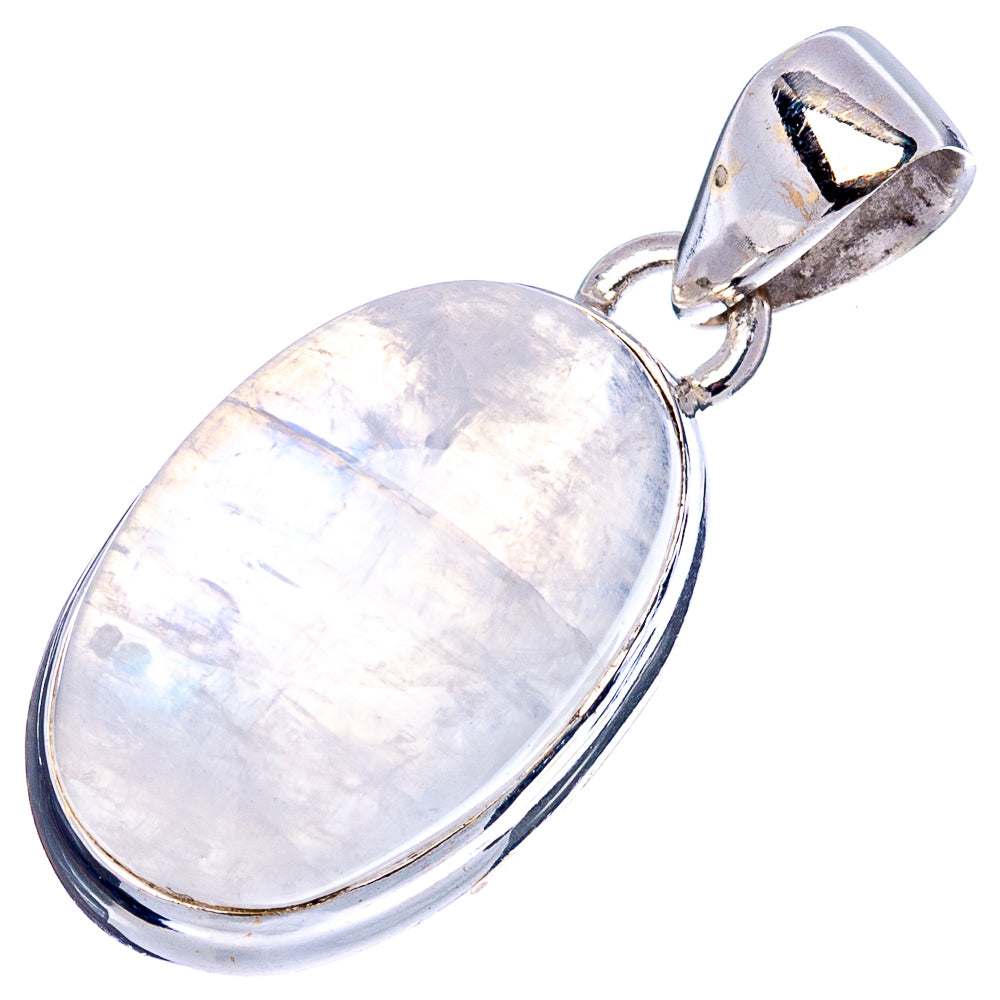 Rainbow Moonstone Pendant 1 1/4" (.925 Sterling Silver)