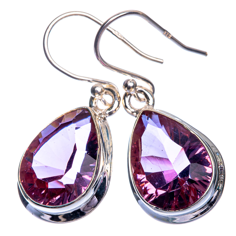 Faceted Color Change Alexandrite (Lab.) Earrings 1 3/8" (925 Sterling Silver) E432481