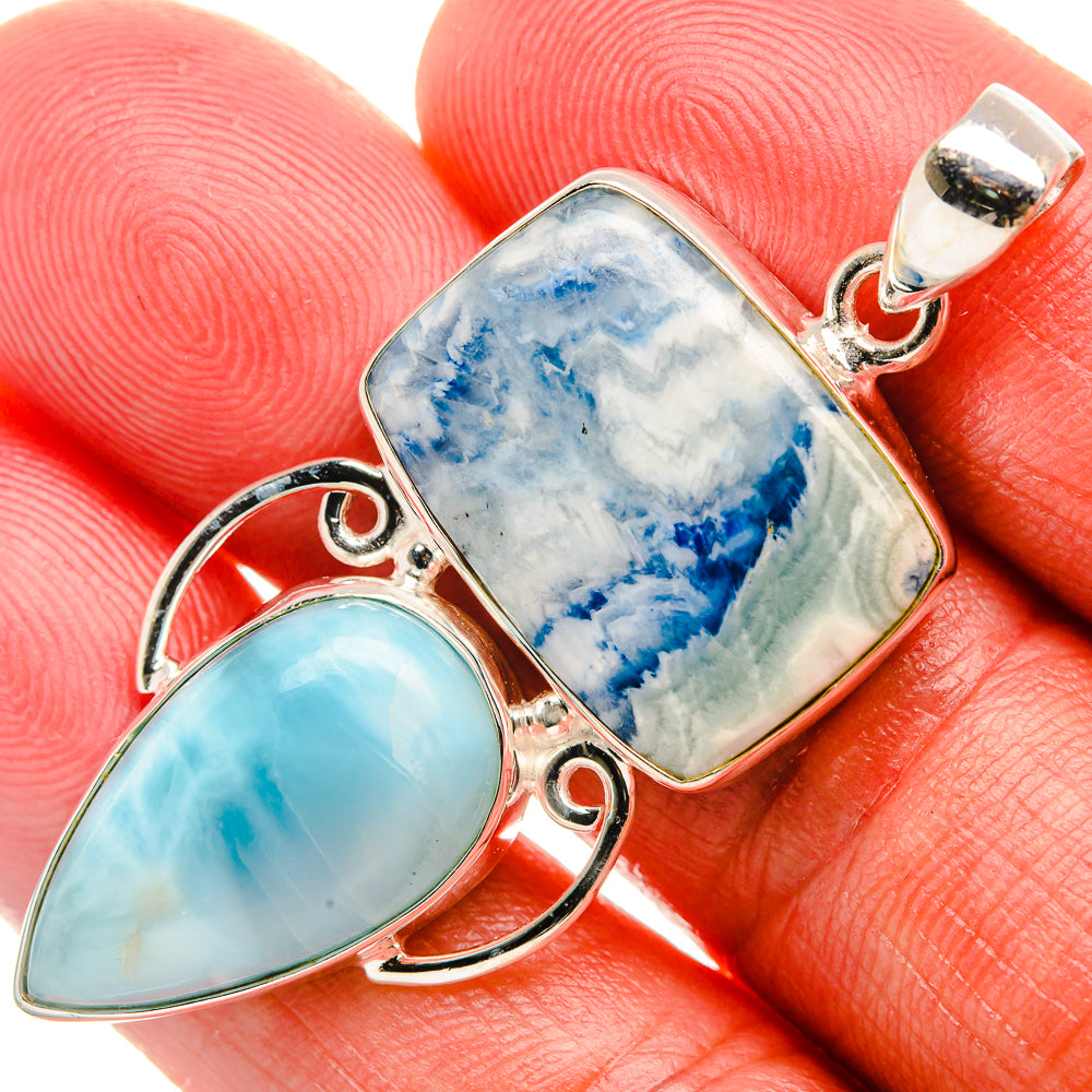 Blue Scheelite, Larimar Pendant 2" (925 Sterling Silver) PD37955