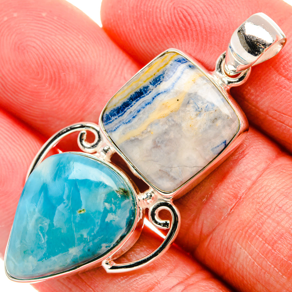 Blue Scheelite, Larimar Pendant 2" (925 Sterling Silver) PD37885