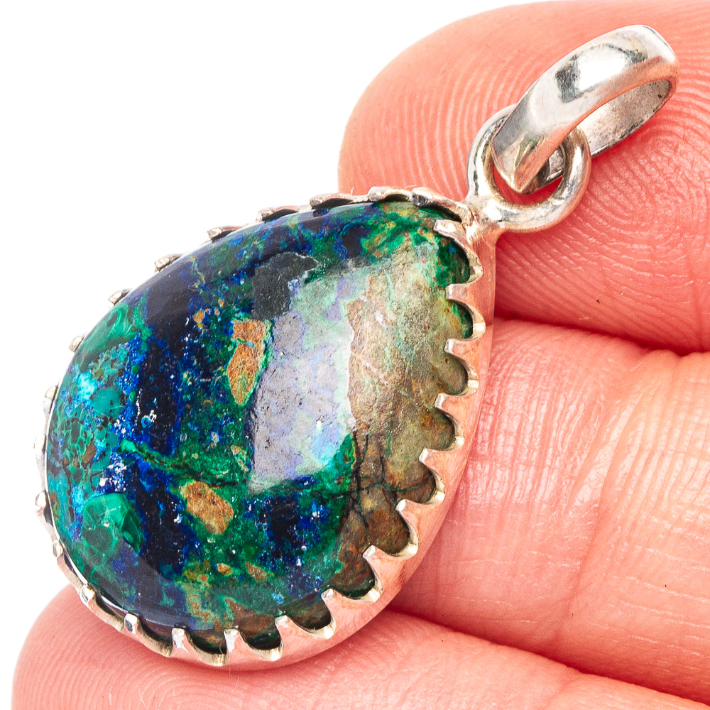 Azurite Malachite Pendant 1 3/8" (925 Sterling Silver) P43911