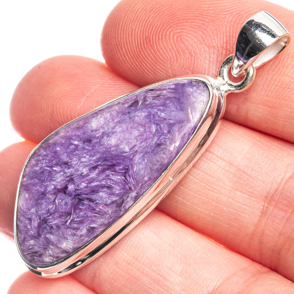 Charoite 925 Sterling Silver Pendant 1 3/4"