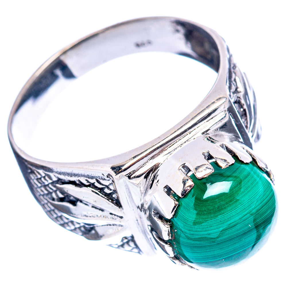 Malachite Filigree Style Ring Size 7.75 (.925 Sterling Silver)