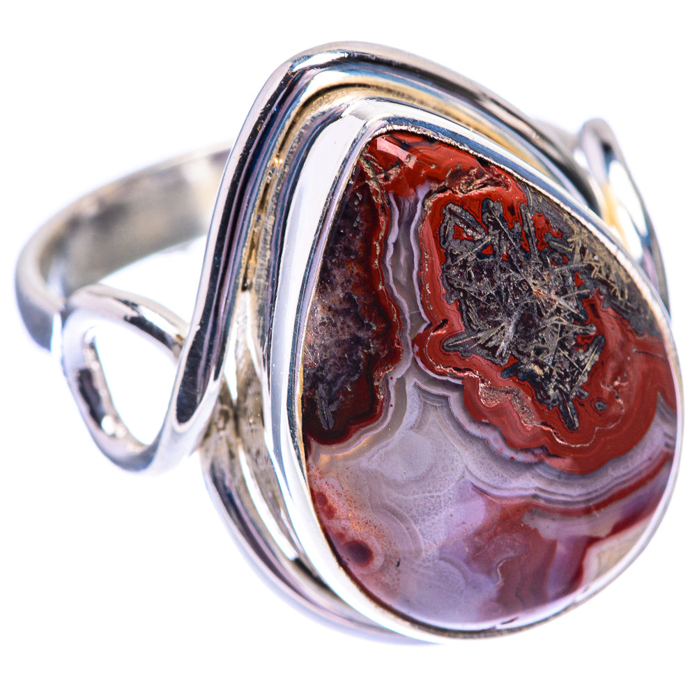Crazy Lace Agate Ring Size 8.25 (925 Sterling Silver) R140598