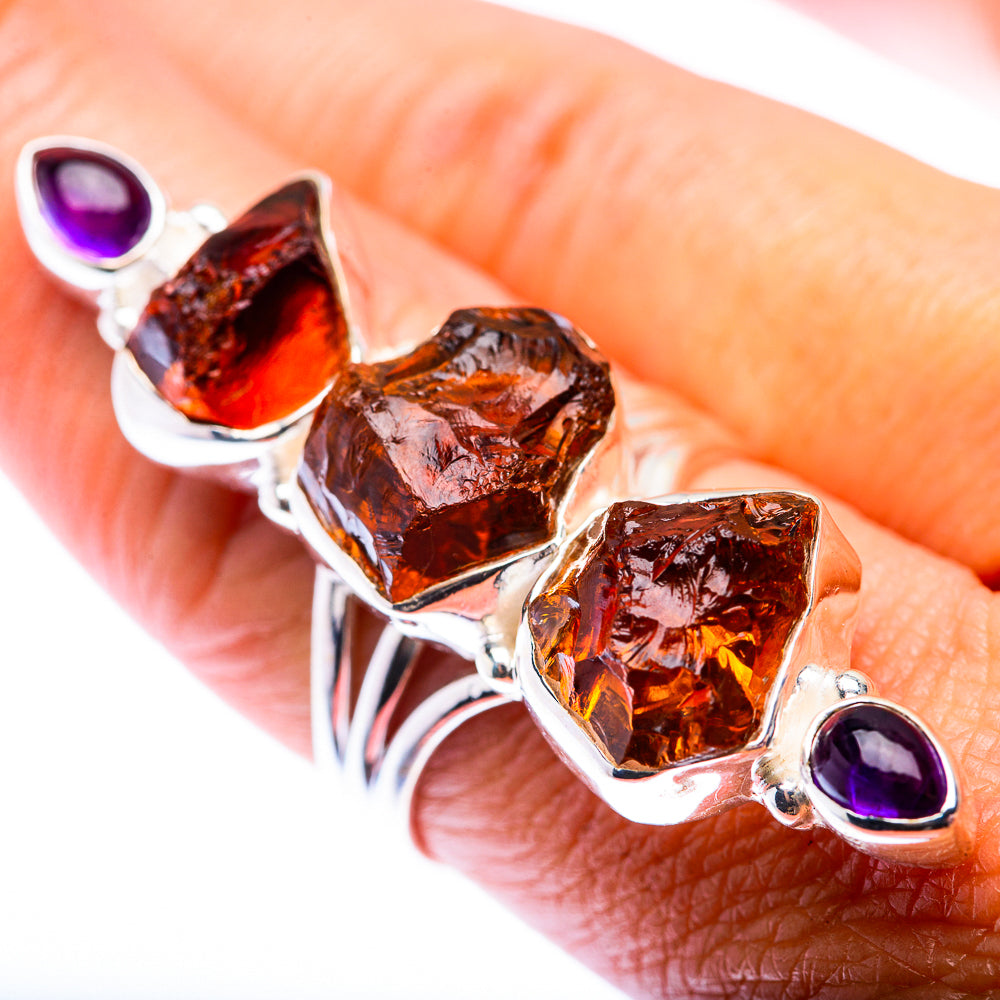 Large Raw Citrine, Amethyst Ring Size 8.25 (925 Sterling Silver) RING140228