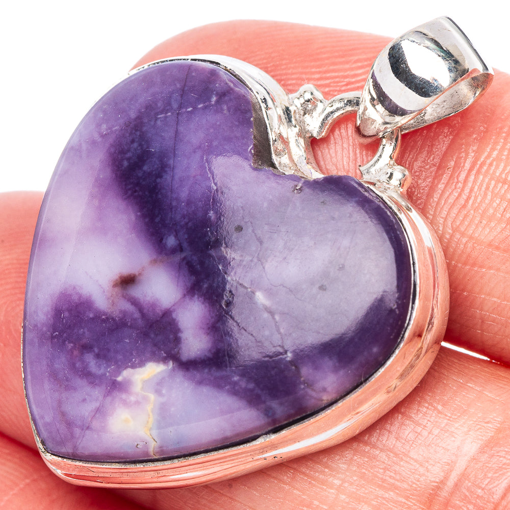 Rare Tiffany Stone Heart Pendant 1 3/8" (925 Sterling Silver) P42465