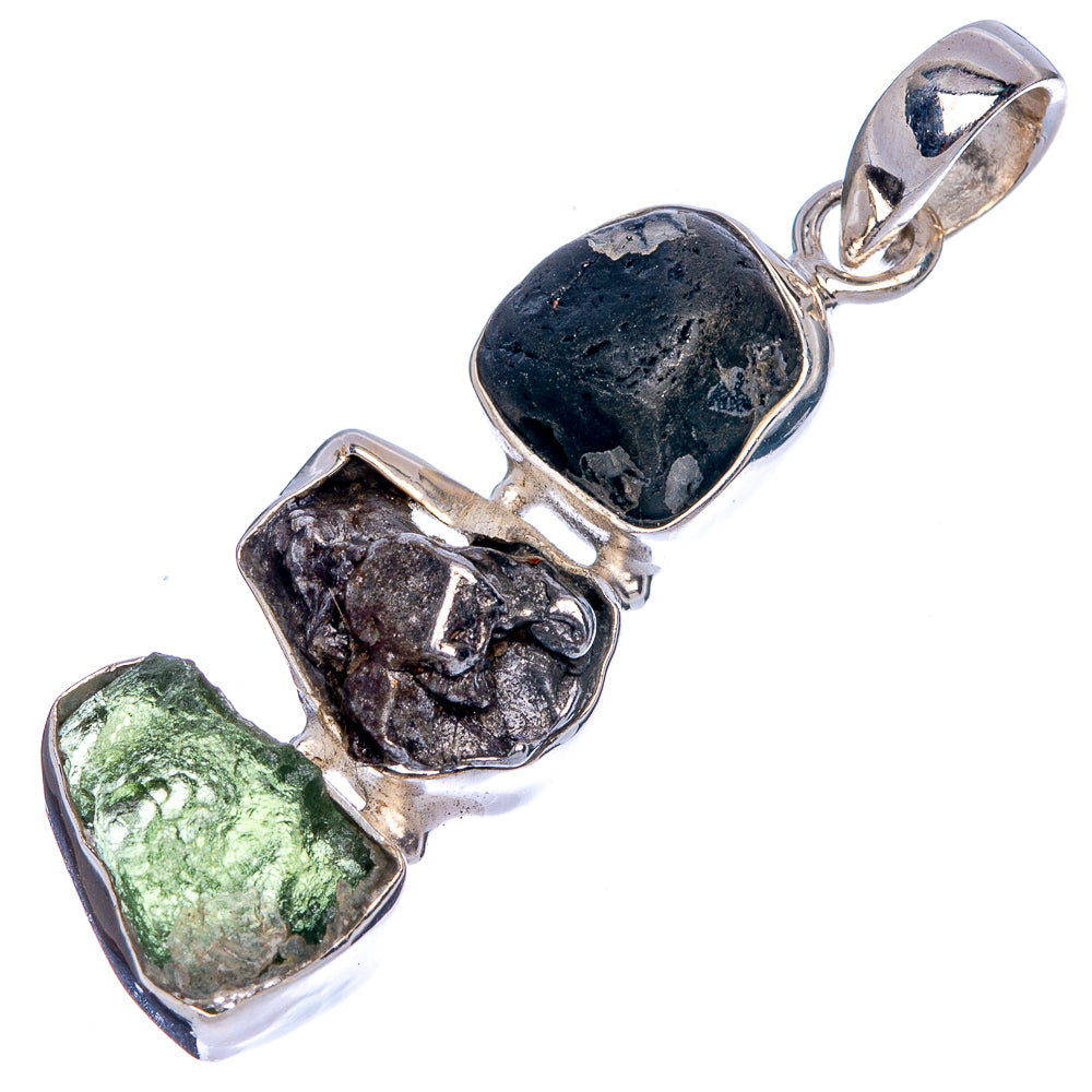 Rare Czech Moldavite Pendant 1 3/4" (925 Sterling Silver) P40445