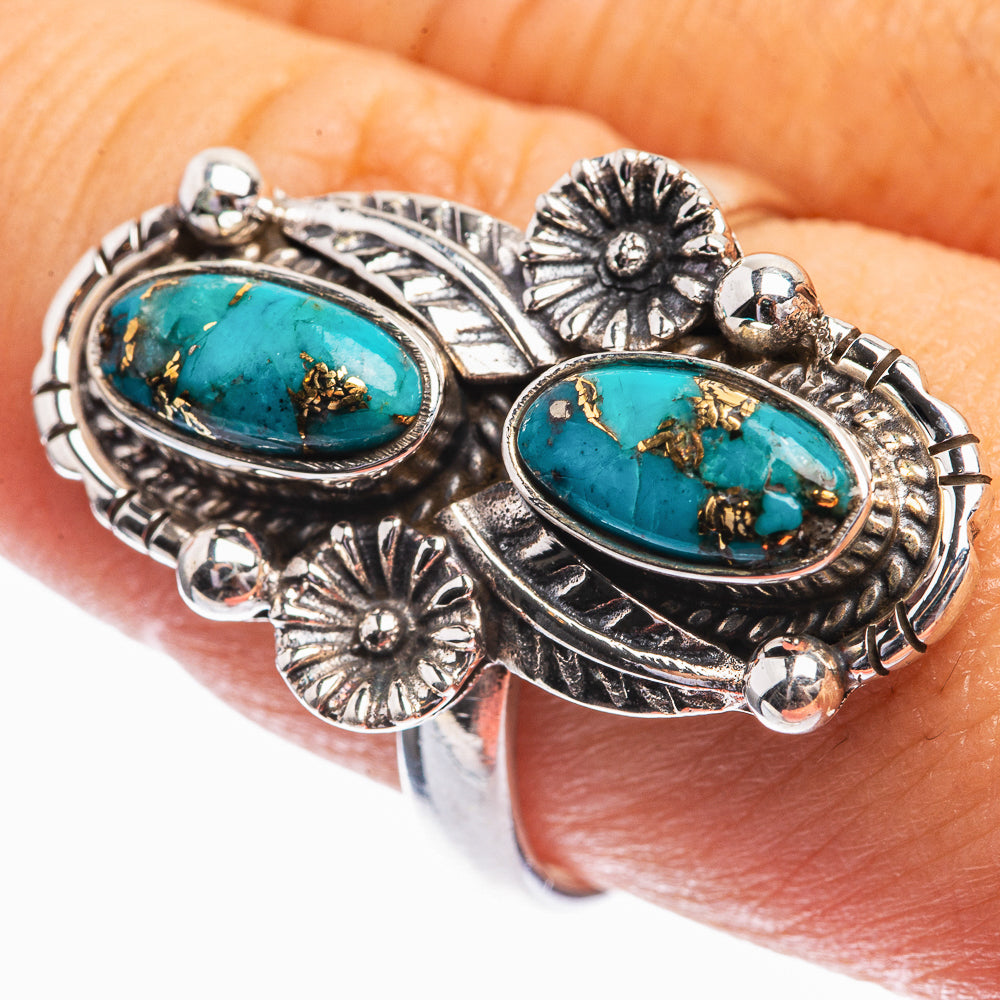 Blue Copper Composite Turquoise Ring Size 9 (925 Sterling Silver) R141946